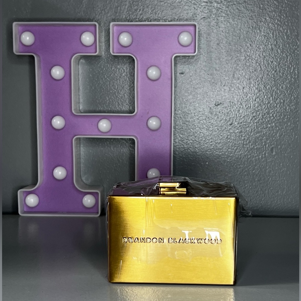 Brandon Blackwood Mini Metal Minaudière Evening Bag in Gold with Chain - Picture 6 of 12